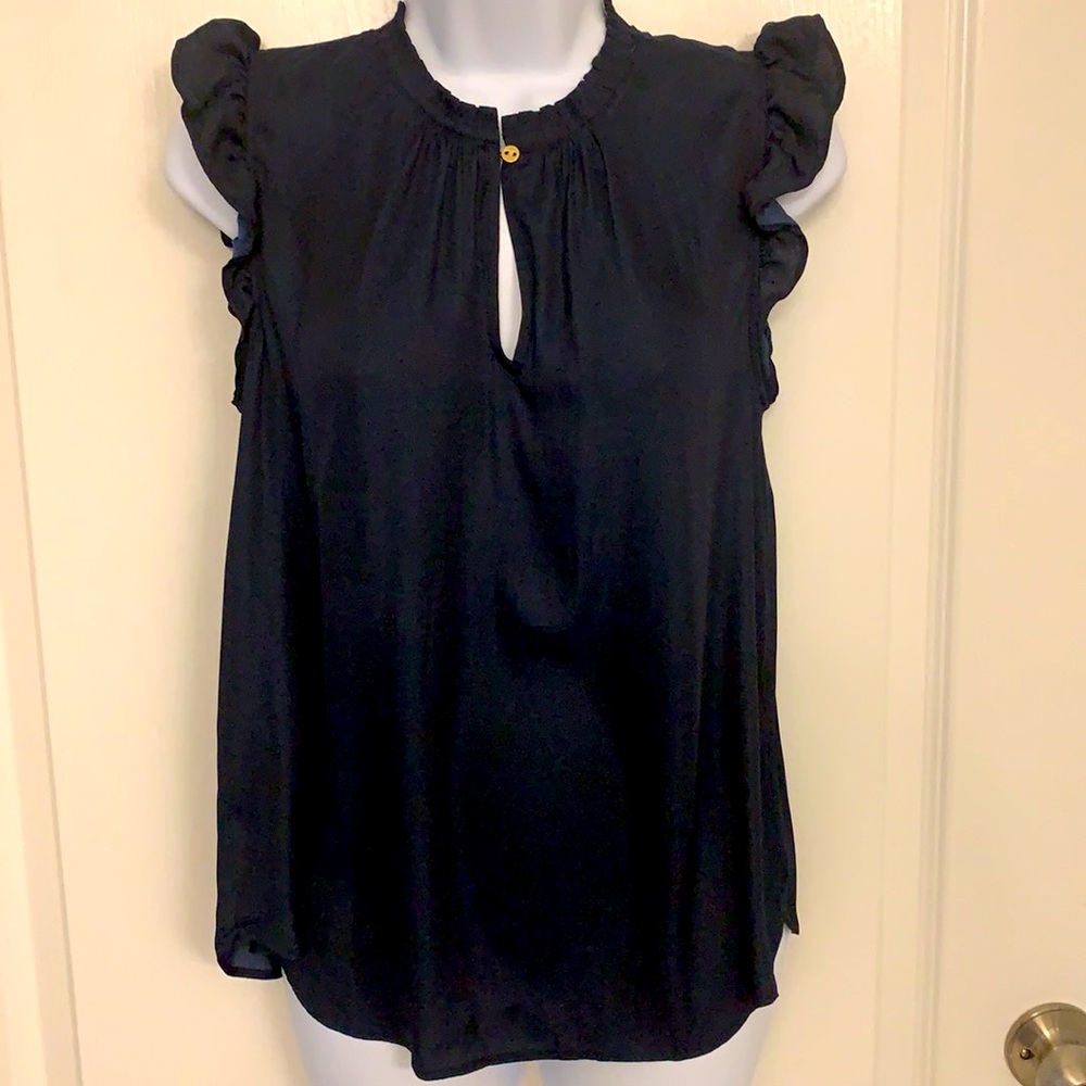 🎉HP🎉 Loft Ruffle Split Neck Top - Picture 2 of 7